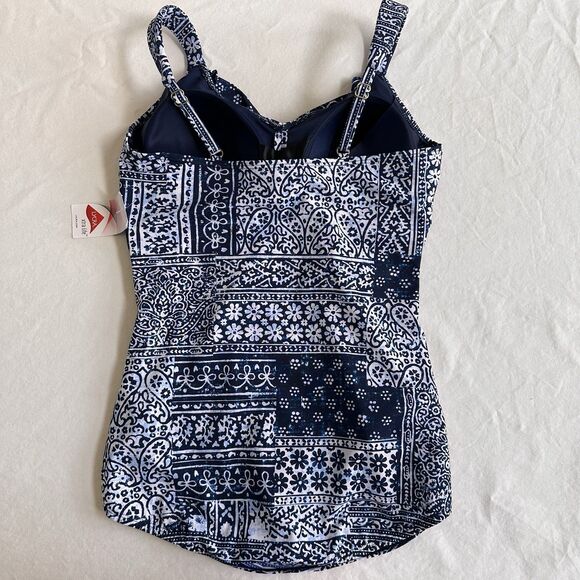 LANDS' END Plus 14 D  SlenderSuit V-neck Tummy Control Skirted Swimsuit NWT - Picture 6 of 8